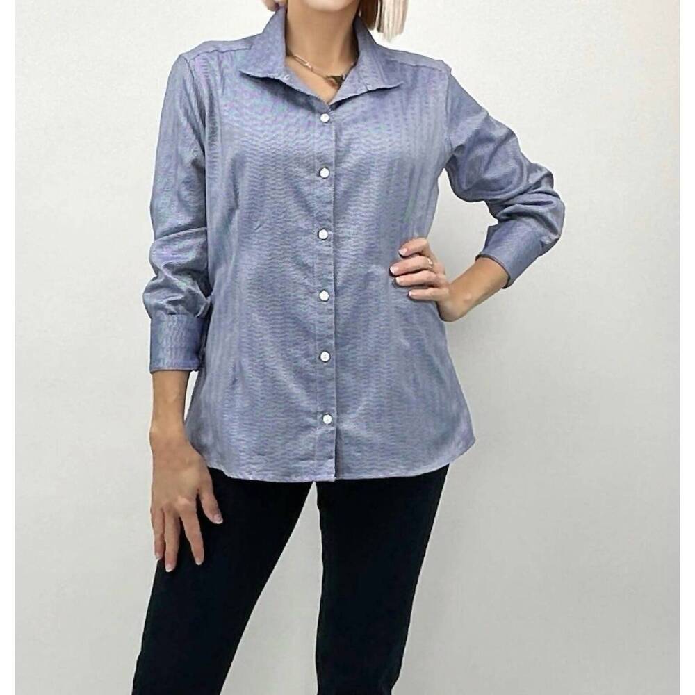 NEW JILL MCGOWAN kacey slim cut shirt in blue